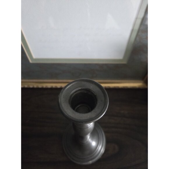 Vintage Queen Art Pewter Candlesticks Pair 9.25" Colonial Revival USA ATC 595 - Picture 6 of 10